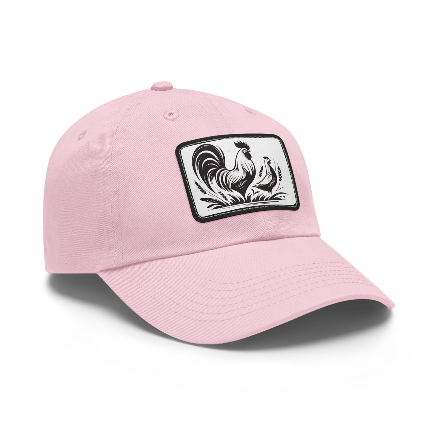 Pink Baseball Hat w/ Leather Chickens Patch
