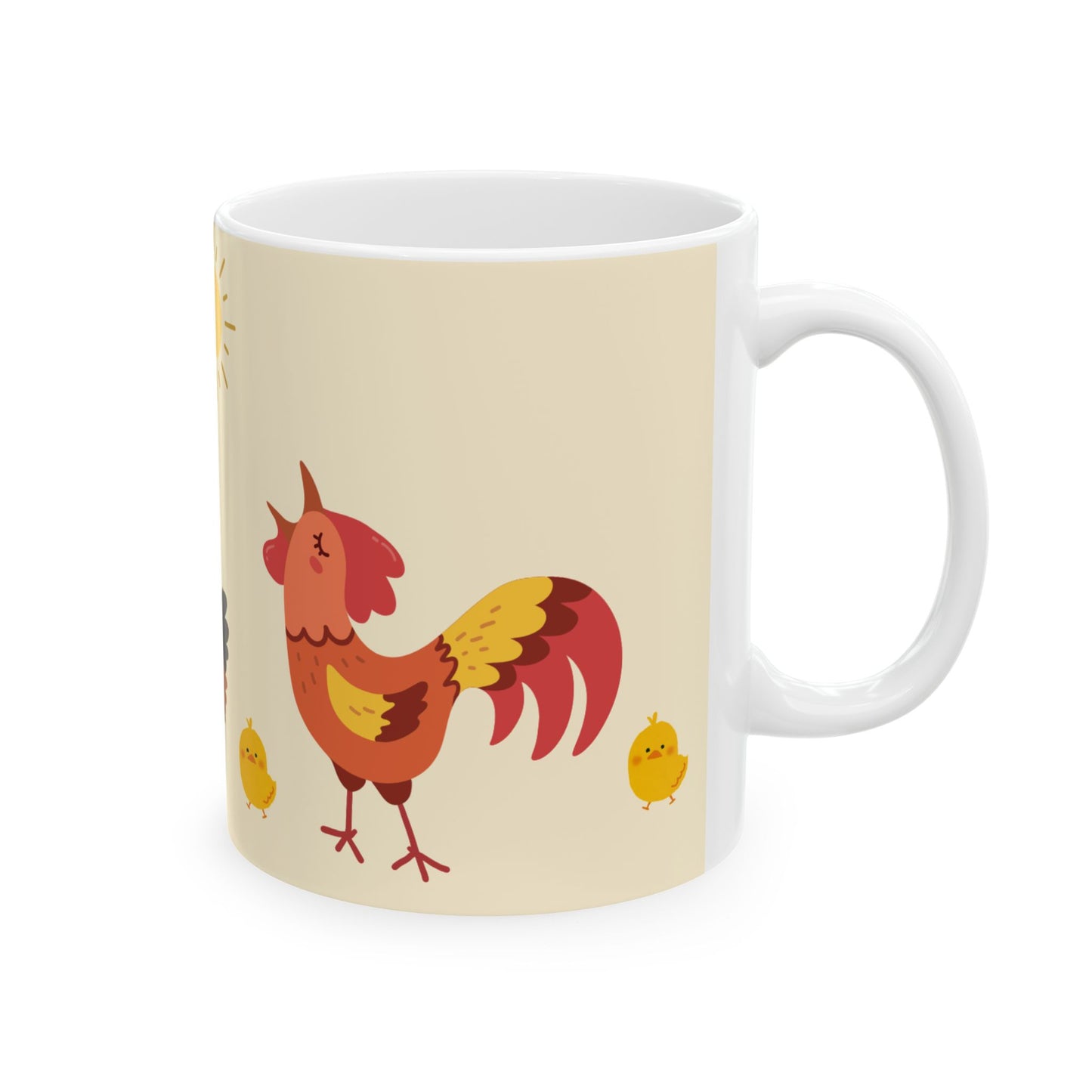 Ceramic Mug - Rooster, Hen, and Chicks - Life IS Better With Coffee