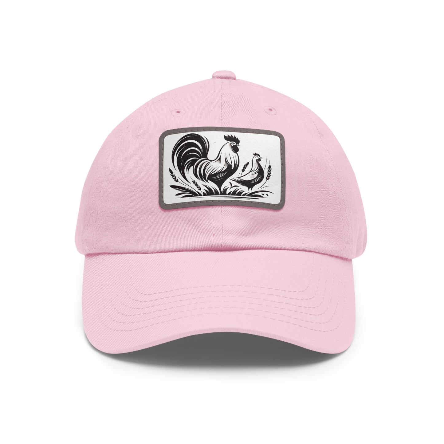 Pink Baseball Hat w/ Leather Chickens Patch