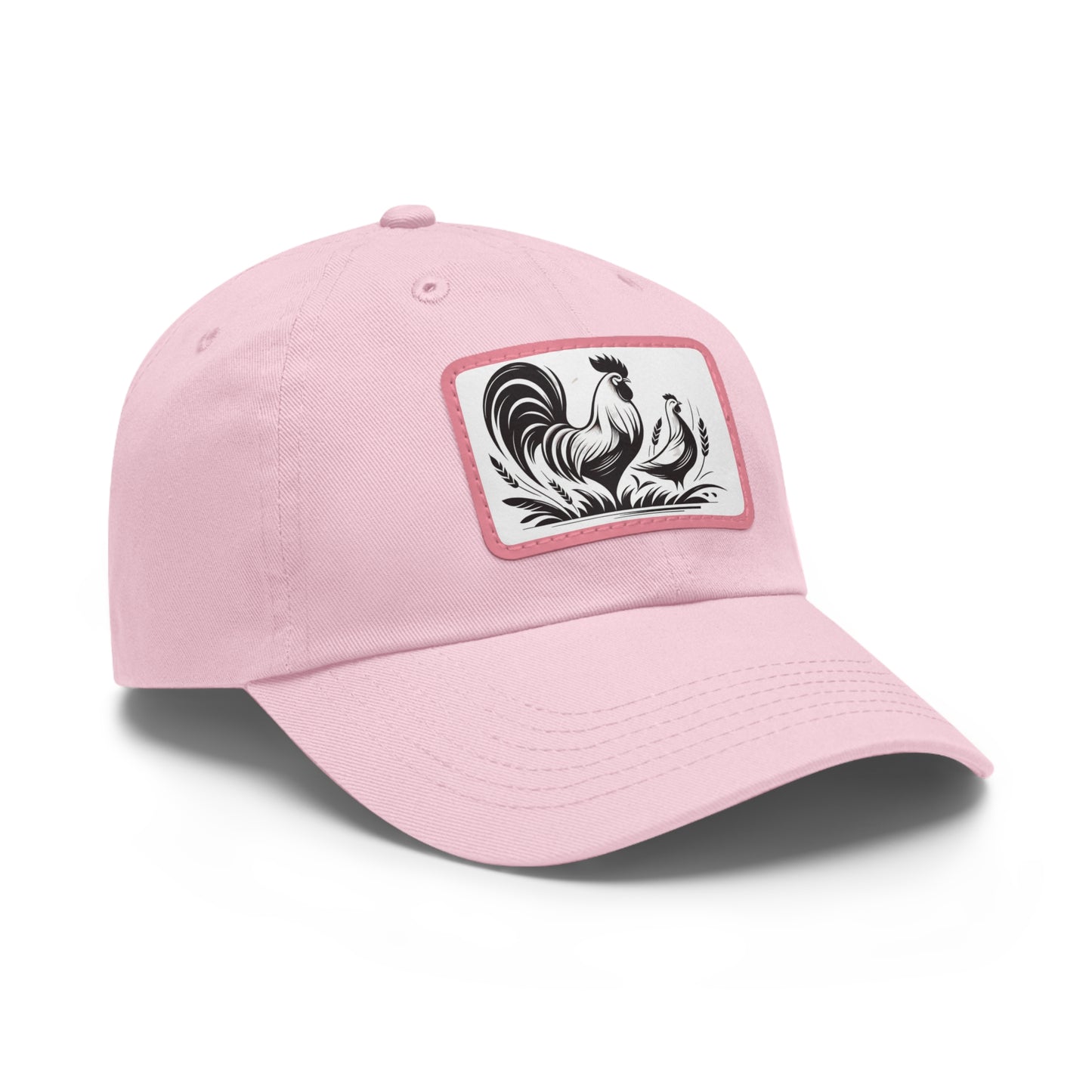 Pink Baseball Hat w/ Leather Chickens Patch