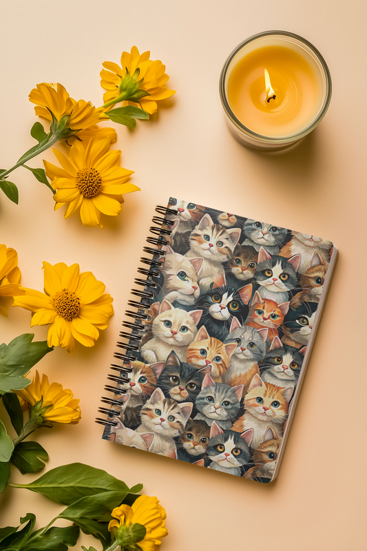 Kitty Cat Faces Spiral Notebook