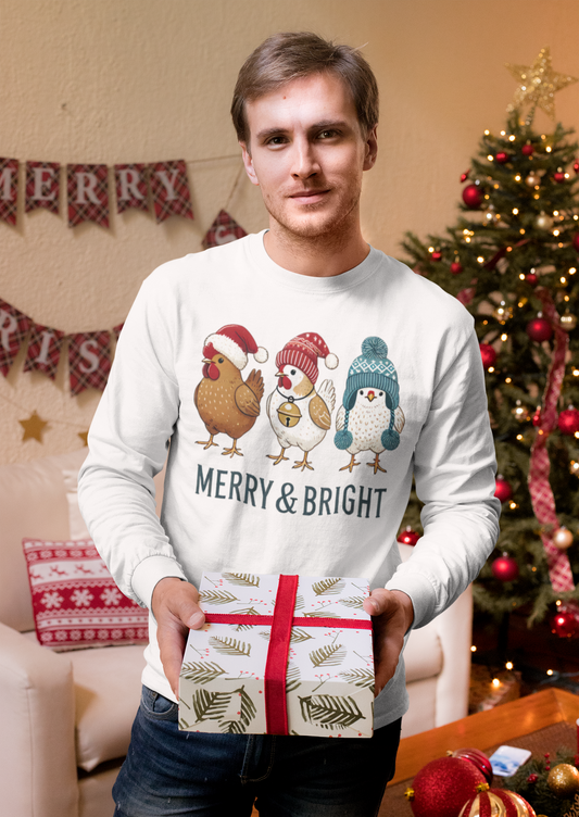 Merry & Bright Chickens Long Sleeve Tee