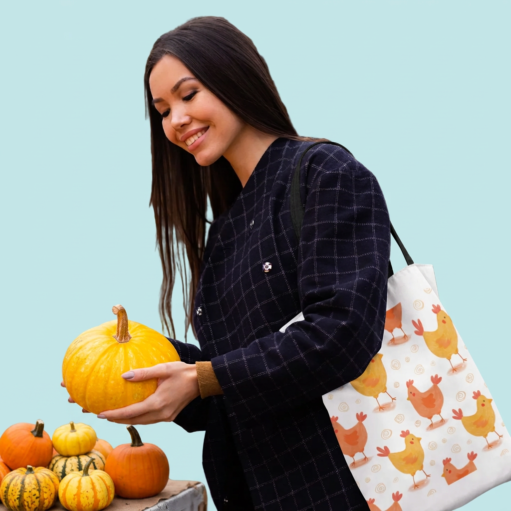 Square pumpkin-shopping tote mockup