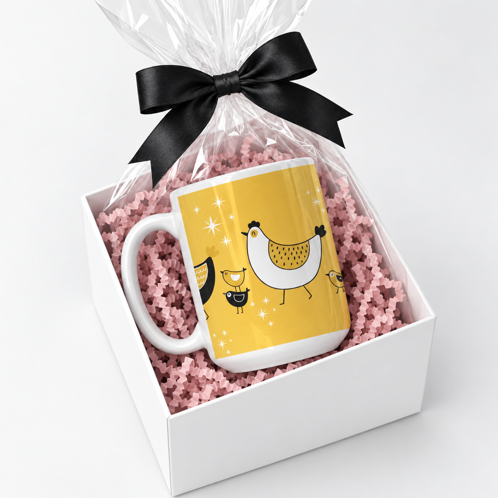 Walking Chicks mug in gift-box presentation