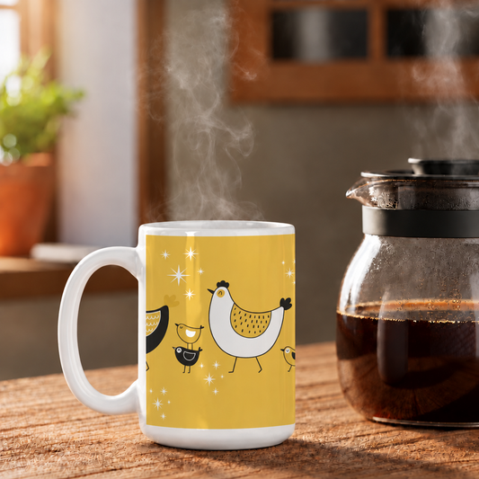 Walking Chicks mug with corrected scale and handle clearance